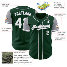 Load image into Gallery viewer, Custom Green White-Gray Authentic Two Tone Baseball Jersey