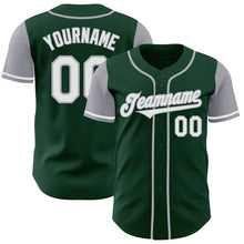 Load image into Gallery viewer, Custom Green White-Gray Authentic Two Tone Baseball Jersey