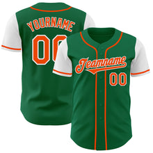 Load image into Gallery viewer, Custom Kelly Green Orange-White Authentic Two Tone Baseball Jersey