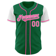 Load image into Gallery viewer, Custom Kelly Green Pink-White Authentic Two Tone Baseball Jersey