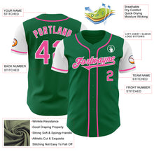 Load image into Gallery viewer, Custom Kelly Green Pink-White Authentic Two Tone Baseball Jersey