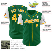 Load image into Gallery viewer, Custom Kelly Green Gold-White Authentic Two Tone Baseball Jersey