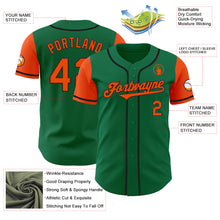 Load image into Gallery viewer, Custom Kelly Green Orange-Black Authentic Two Tone Baseball Jersey
