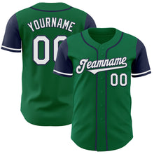 Load image into Gallery viewer, Custom Kelly Green White-Navy Authentic Two Tone Baseball Jersey