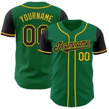 Load image into Gallery viewer, Custom Kelly Green Black-Gold Authentic Two Tone Baseball Jersey