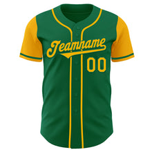 Load image into Gallery viewer, Custom Kelly Green Gold Authentic Two Tone Baseball Jersey
