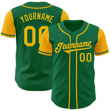 Load image into Gallery viewer, Custom Kelly Green Gold Authentic Two Tone Baseball Jersey