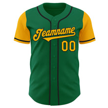 Load image into Gallery viewer, Custom Kelly Green Gold-Black Authentic Two Tone Baseball Jersey