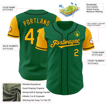 Load image into Gallery viewer, Custom Kelly Green Gold-Black Authentic Two Tone Baseball Jersey