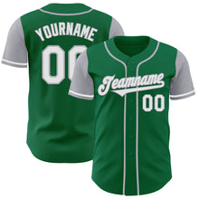 Load image into Gallery viewer, Custom Kelly Green White-Gray Authentic Two Tone Baseball Jersey