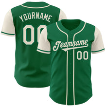 Load image into Gallery viewer, Custom Kelly Green Cream Authentic Two Tone Baseball Jersey