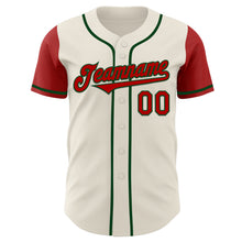 Load image into Gallery viewer, Custom Cream Red-Green Authentic Two Tone Baseball Jersey