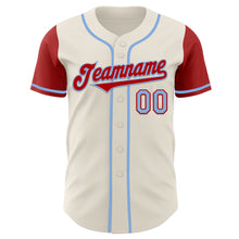 Load image into Gallery viewer, Custom Cream Red-Light Blue Authentic Two Tone Baseball Jersey