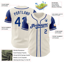 Load image into Gallery viewer, Custom Cream Royal Authentic Two Tone Baseball Jersey