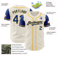 Load image into Gallery viewer, Custom Cream Royal-Gold Authentic Two Tone Baseball Jersey