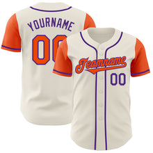 Load image into Gallery viewer, Custom Cream Orange-Purple Authentic Two Tone Baseball Jersey