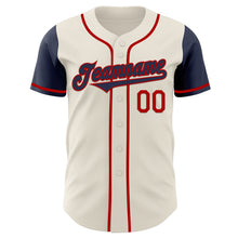 Load image into Gallery viewer, Custom Cream Navy-Red Authentic Two Tone Baseball Jersey