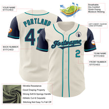 Load image into Gallery viewer, Custom Cream Navy-Teal Authentic Two Tone Baseball Jersey