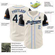 Load image into Gallery viewer, Custom Cream Black-Light Blue Authentic Two Tone Baseball Jersey