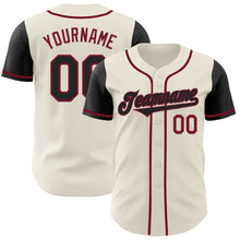 Load image into Gallery viewer, Custom Cream Black-Crimson Authentic Two Tone Baseball Jersey