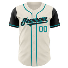 Load image into Gallery viewer, Custom Cream Black-Teal Authentic Two Tone Baseball Jersey