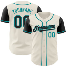 Load image into Gallery viewer, Custom Cream Black-Teal Authentic Two Tone Baseball Jersey