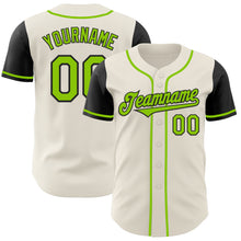 Load image into Gallery viewer, Custom Cream Neon Green-Black Authentic Two Tone Baseball Jersey