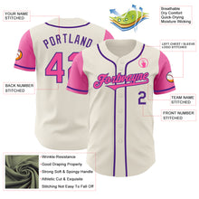 Load image into Gallery viewer, Custom Cream Pink-Purple Authentic Two Tone Baseball Jersey