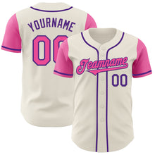 Load image into Gallery viewer, Custom Cream Pink-Purple Authentic Two Tone Baseball Jersey