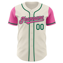 Load image into Gallery viewer, Custom Cream Pink-Kelly Green Authentic Two Tone Baseball Jersey