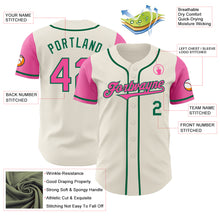 Load image into Gallery viewer, Custom Cream Pink-Kelly Green Authentic Two Tone Baseball Jersey
