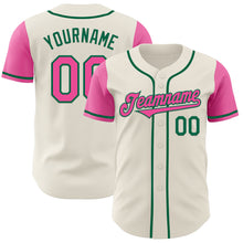 Load image into Gallery viewer, Custom Cream Pink-Kelly Green Authentic Two Tone Baseball Jersey