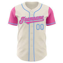 Load image into Gallery viewer, Custom Cream Pink-Light Blue Authentic Two Tone Baseball Jersey