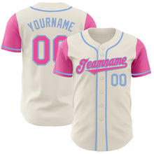 Load image into Gallery viewer, Custom Cream Pink-Light Blue Authentic Two Tone Baseball Jersey