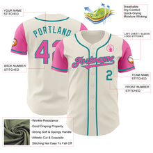 Load image into Gallery viewer, Custom Cream Pink-Teal Authentic Two Tone Baseball Jersey