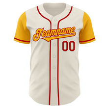 Load image into Gallery viewer, Custom Cream Gold-Red Authentic Two Tone Baseball Jersey