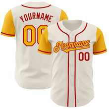 Load image into Gallery viewer, Custom Cream Gold-Red Authentic Two Tone Baseball Jersey
