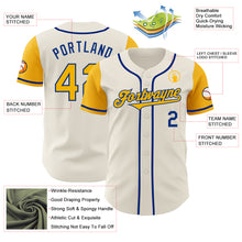 Load image into Gallery viewer, Custom Cream Gold-Royal Authentic Two Tone Baseball Jersey