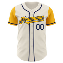 Load image into Gallery viewer, Custom Cream Gold-Navy Authentic Two Tone Baseball Jersey