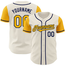 Load image into Gallery viewer, Custom Cream Gold-Navy Authentic Two Tone Baseball Jersey