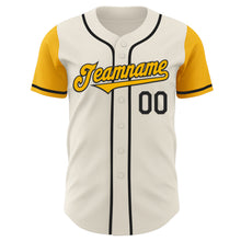 Load image into Gallery viewer, Custom Cream Gold-Black Authentic Two Tone Baseball Jersey