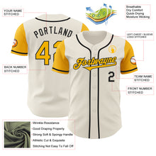 Load image into Gallery viewer, Custom Cream Gold-Black Authentic Two Tone Baseball Jersey