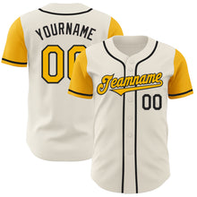 Load image into Gallery viewer, Custom Cream Gold-Black Authentic Two Tone Baseball Jersey