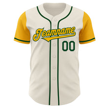 Load image into Gallery viewer, Custom Cream Gold-Green Authentic Two Tone Baseball Jersey