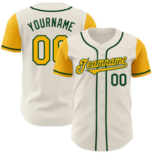 Load image into Gallery viewer, Custom Cream Gold-Green Authentic Two Tone Baseball Jersey