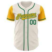 Load image into Gallery viewer, Custom Cream Gold-Kelly Green Authentic Two Tone Baseball Jersey