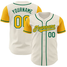 Load image into Gallery viewer, Custom Cream Gold-Kelly Green Authentic Two Tone Baseball Jersey
