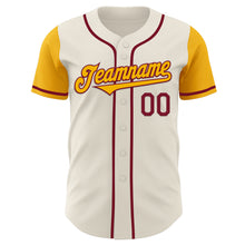 Load image into Gallery viewer, Custom Cream Gold-Crimson Authentic Two Tone Baseball Jersey