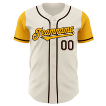 Load image into Gallery viewer, Custom Cream Gold-Brown Authentic Two Tone Baseball Jersey
