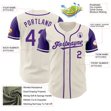 Load image into Gallery viewer, Custom Cream Purple Authentic Two Tone Baseball Jersey